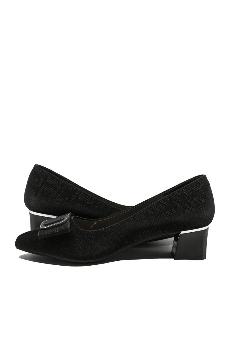 Imagine Pantofi damă negri din piele naturală cu print FNX2316