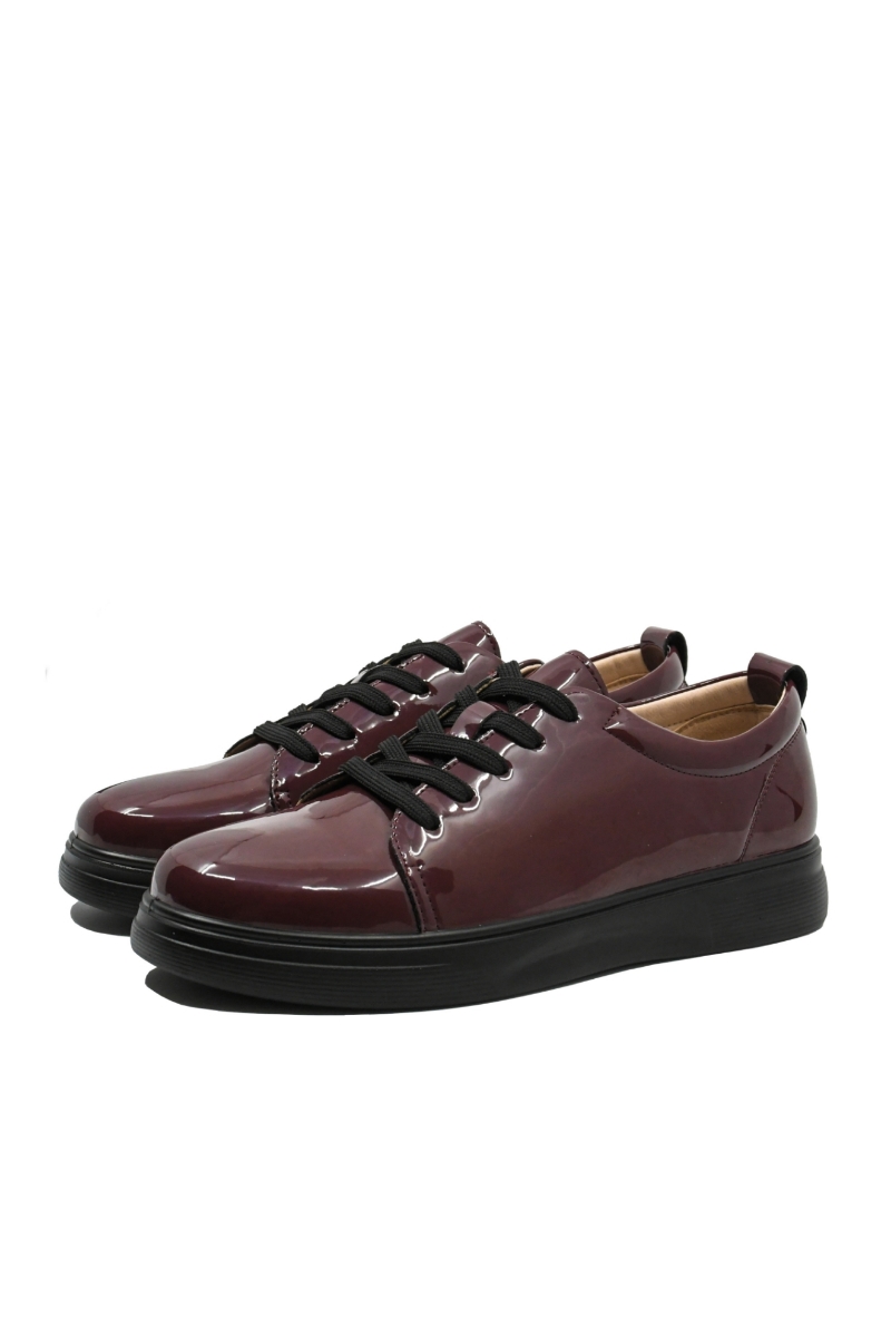 Imagine Pantofi damă casual-office, cu șiret, bordo wine din lac KIVA3113