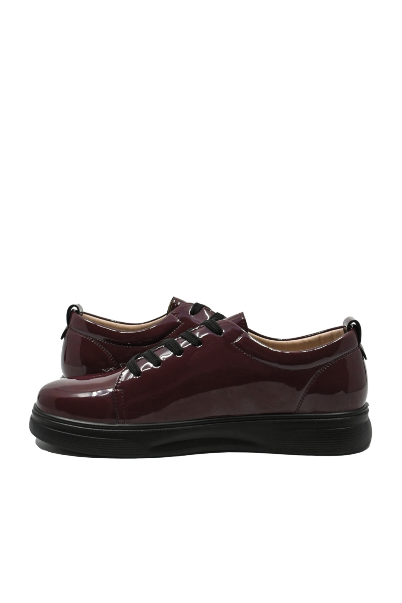Imagine Pantofi damă casual-office, cu șiret, bordo wine din lac KIVA3113