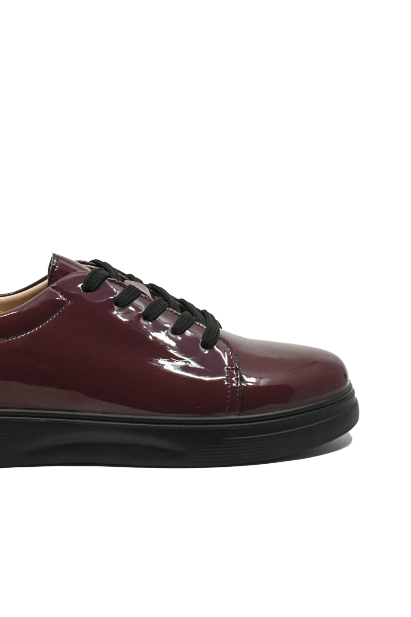 Imagine Pantofi damă casual-office, cu șiret, bordo wine din lac KIVA3113