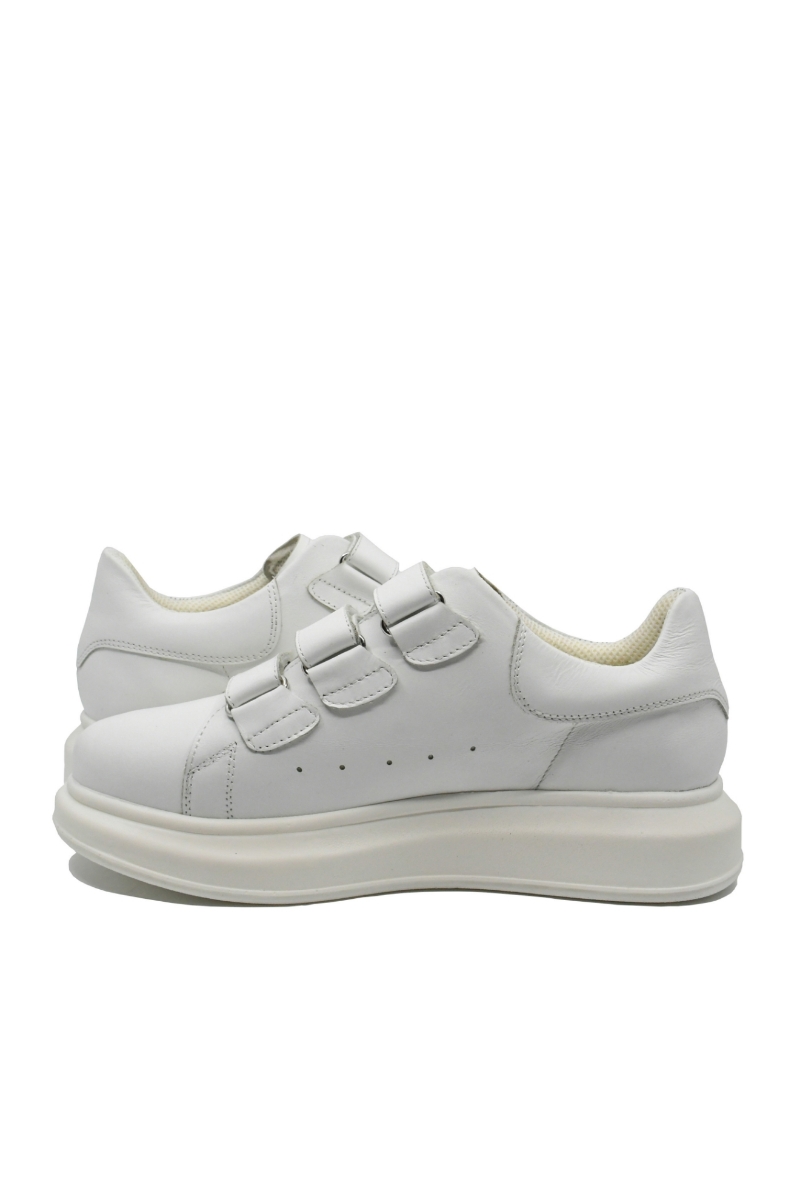 Imagine Pantofi sport damă cu barete albi din piele naturală LF081