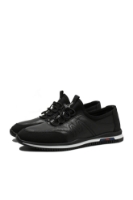 Imagine Pantofi sport negri din piele naturală cu inserție elastică OTR40004