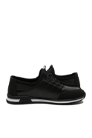 Imagine Pantofi sport negri din piele naturală cu inserție elastică OTR40004