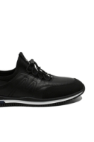 Imagine Pantofi sport negri din piele naturală cu inserție elastică OTR40004