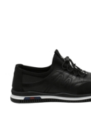 Imagine Pantofi sport negri din piele naturală cu inserție elastică OTR40004