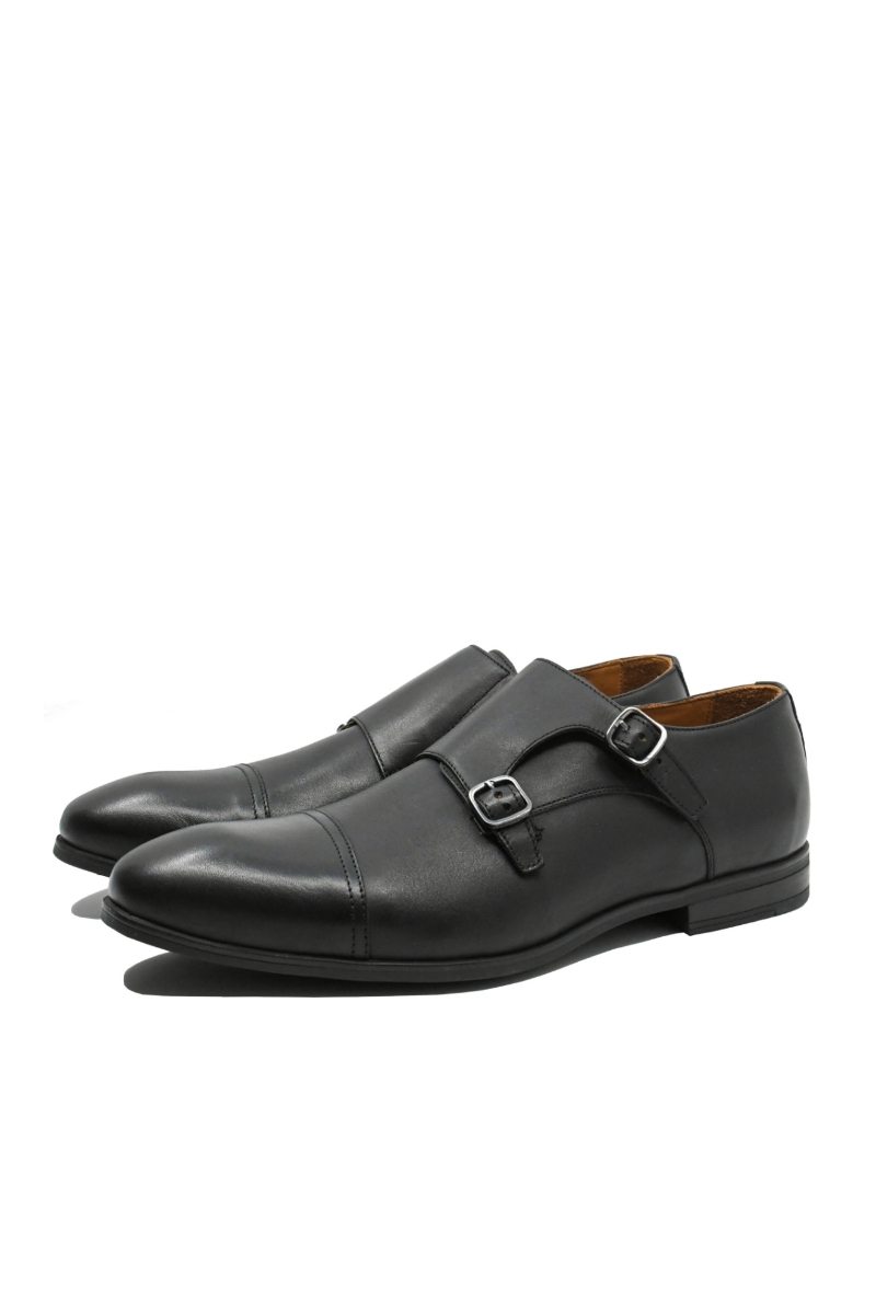 Imagine Pantofi eleganți double monk negri din piele naturală MIR12097-7
