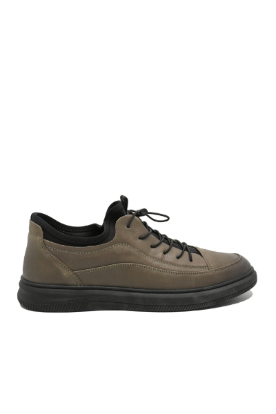 Imagine Pantofi casual kaki, din piele naturală cu inserții elastice FNX8902