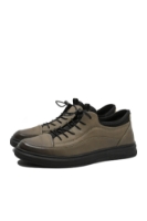 Imagine Pantofi casual kaki, din piele naturală cu inserții elastice FNX8902