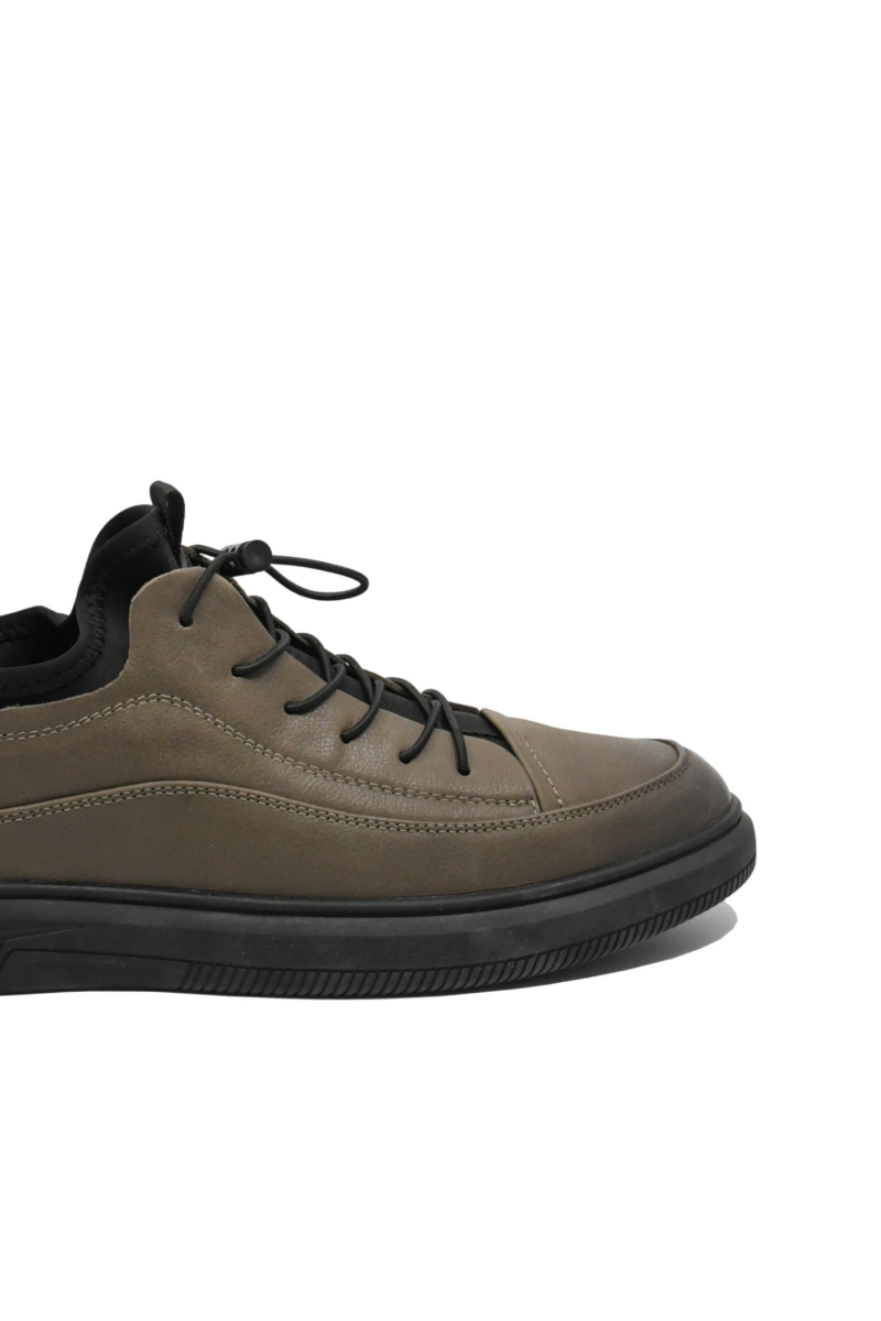 Imagine Pantofi casual kaki, din piele naturală cu inserții elastice FNX8902
