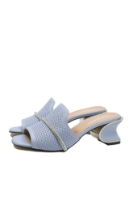 Imagine Saboți cu toc sculptural, bleu, din piele naturală MIR532