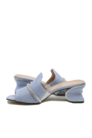 Imagine Saboți cu toc sculptural, bleu, din piele naturală MIR532