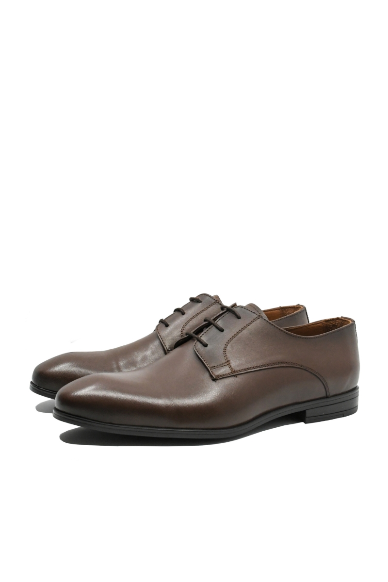 Imagine Pantofi eleganți derby maro din piele naturală MIR12097