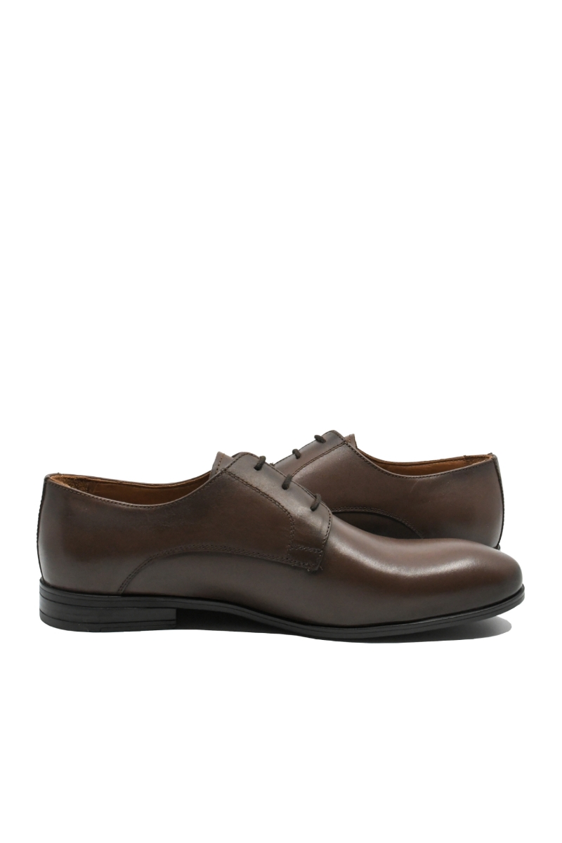 Imagine Pantofi eleganți derby maro din piele naturală MIR12097