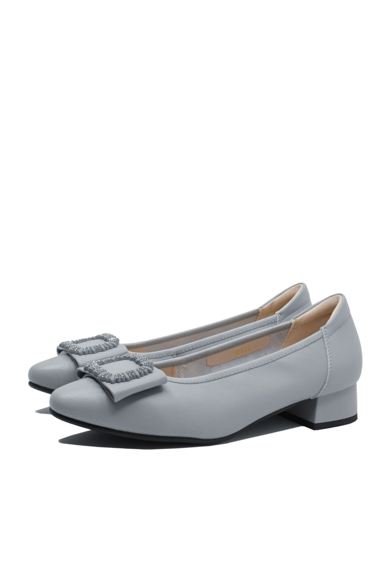 Imagine Pantofi damă cu aplicație cu ștrasuri, light blue, din piele naturală FNX5598