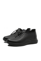 Imagine Pantofi casual damă, negri, din piele naturală cu margine elastică FNX9659