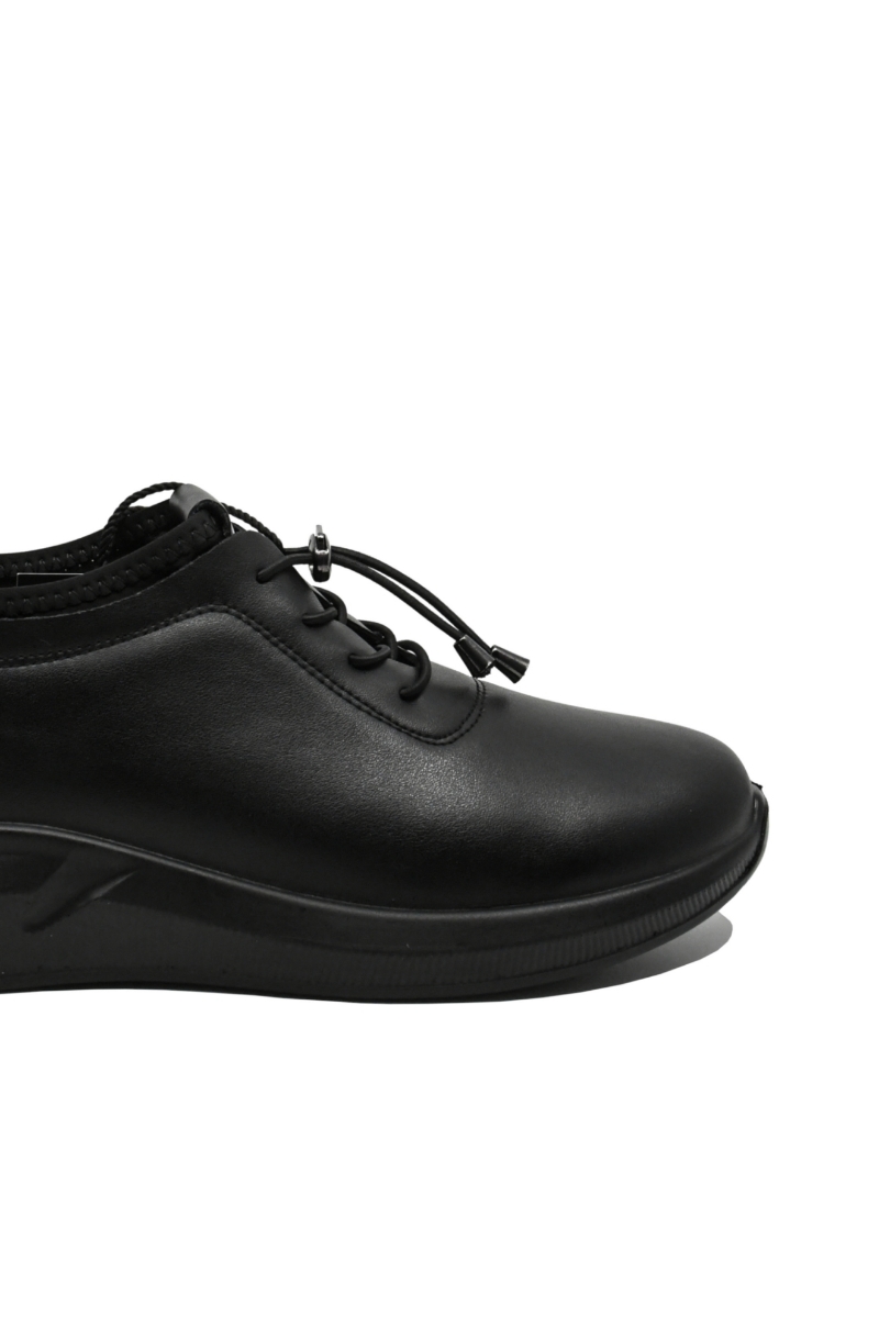 Imagine Pantofi casual damă, negri, din piele naturală cu margine elastică FNX9659