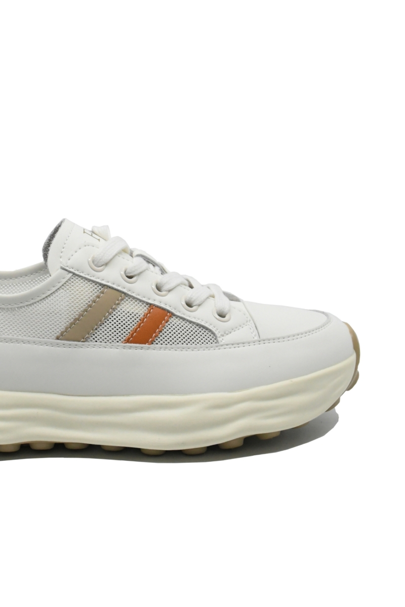 Imagine Pantofi sport damă din piele naturală și plasă, crem apricot FNX18002-8