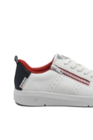 Imagine Pantofi sport damă din piele naturală, albi cu detalii roșii contrast RIK41906-80