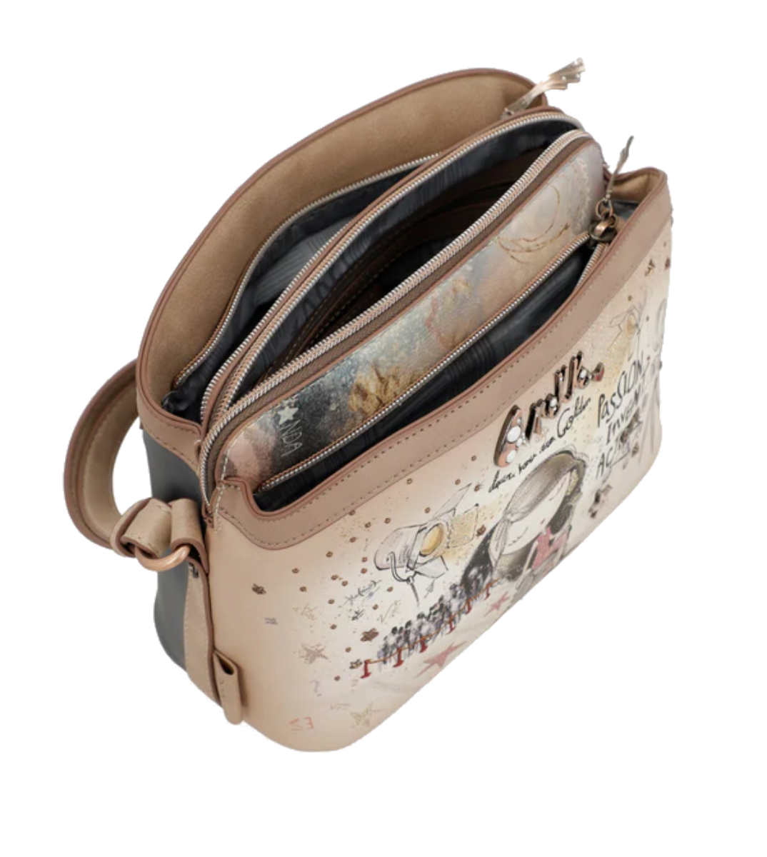 Imagine Poșetuță bej sidefat, tip crossbody, colecția Hollywood 38703-258