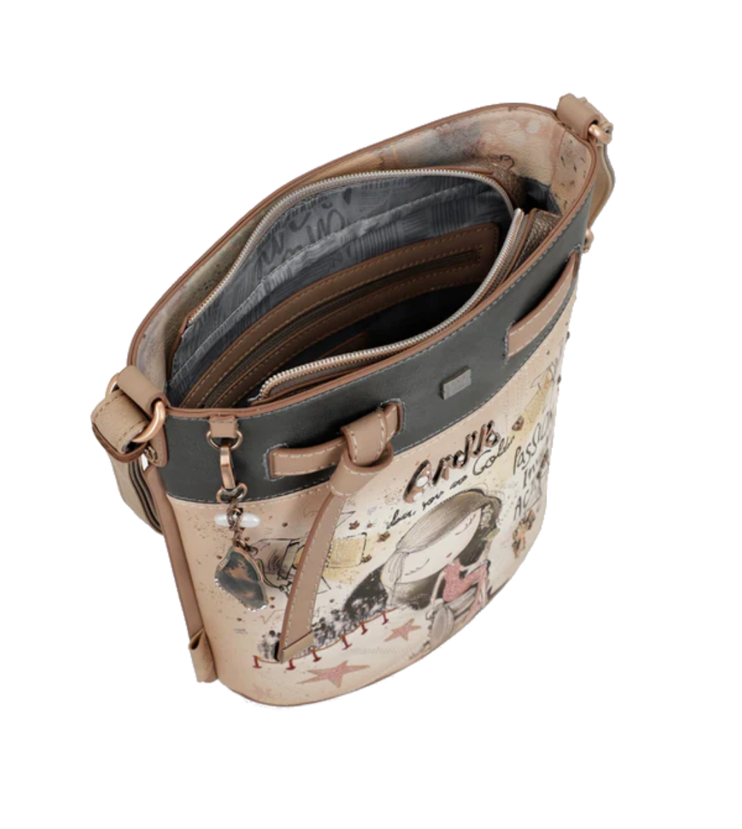 Imagine Poșetă cu fundă, gri-bej, tip crossbody, colecția Hollywood 38703-402
