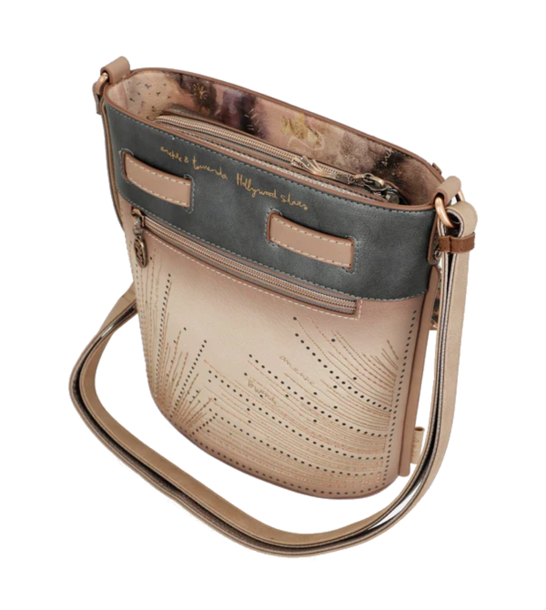 Imagine Poșetă cu fundă, gri-bej, tip crossbody, colecția Hollywood 38703-402