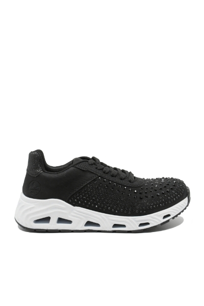 Imagine Pantofi sport damă negri cu strasuri aplicate RIKN5201-00