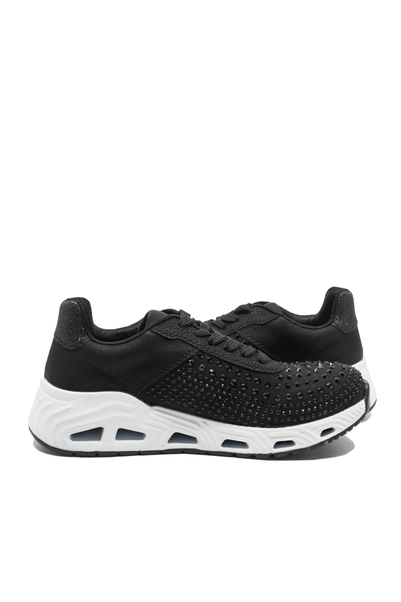 Imagine Pantofi sport damă negri cu strasuri aplicate RIKN5201-00