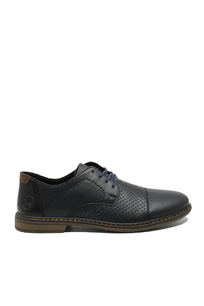 Imagine Pantofi office bleumarin din piele naturală cu perforații RIK13431-14