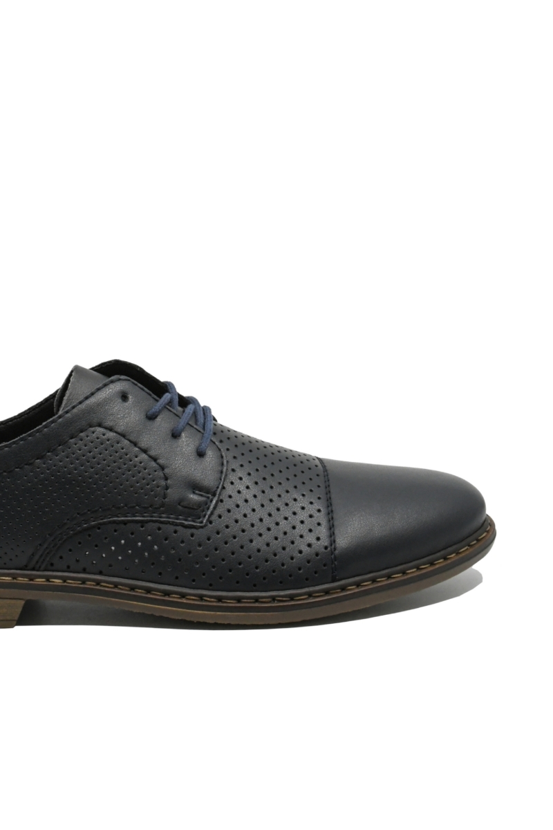 Imagine Pantofi office bleumarin din piele naturală cu perforații RIK13431-14