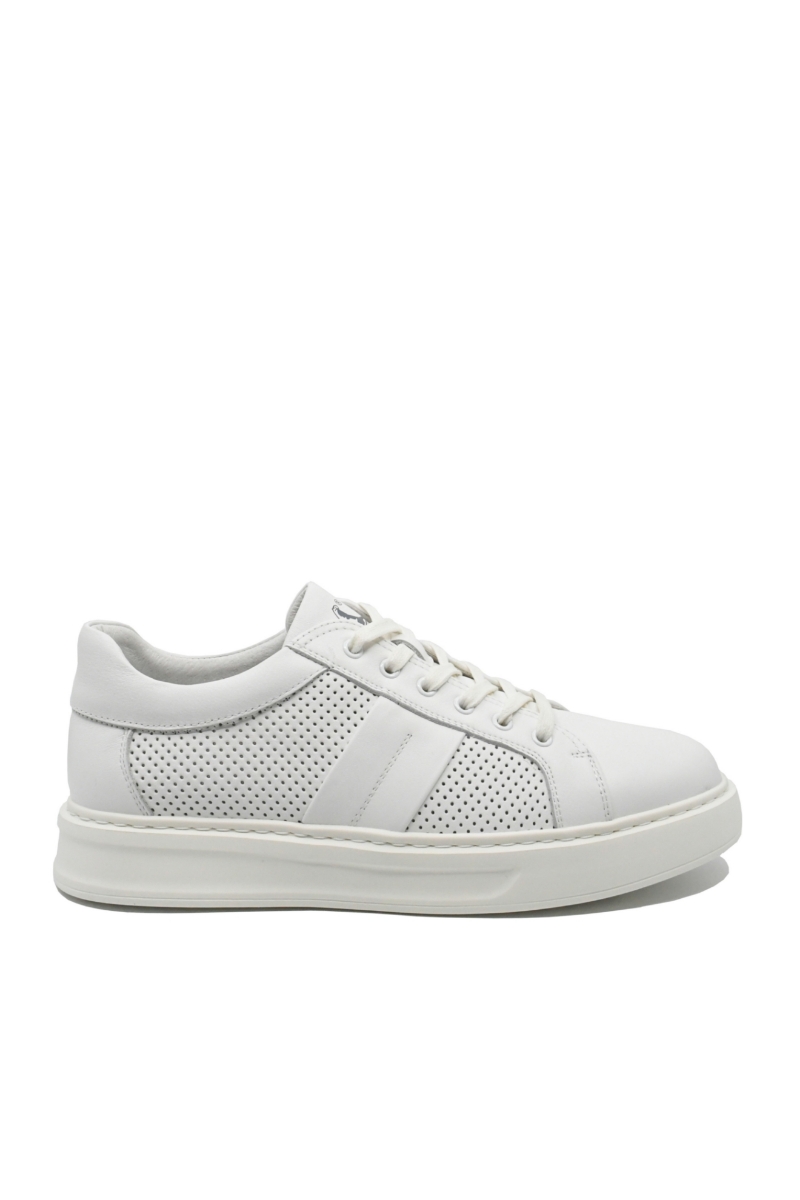 Imagine Pantofi sport albi, din piele naturală cu perforații OTR640019