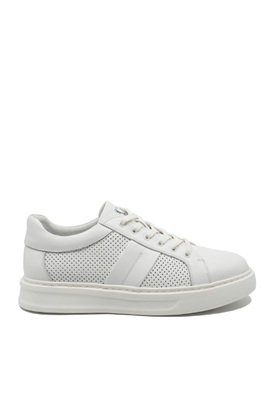 Imagine Pantofi sport albi, din piele naturală cu perforații OTR640019