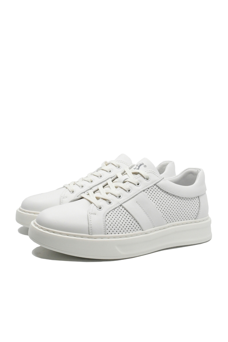Imagine Pantofi sport albi, din piele naturală cu perforații OTR640019