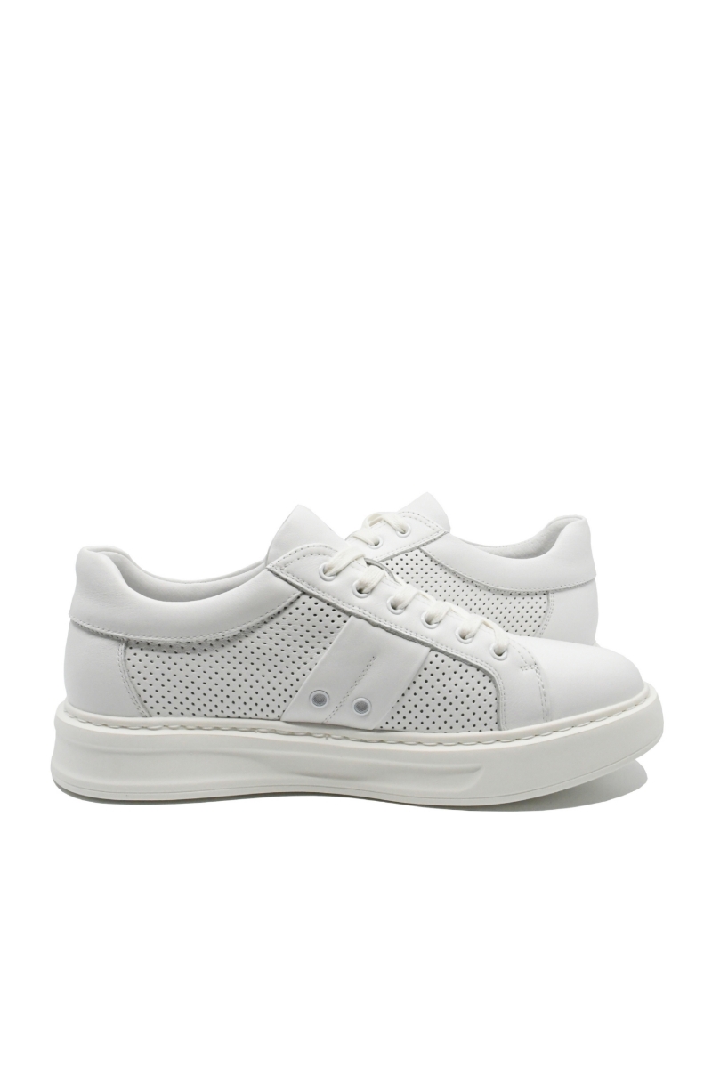Imagine Pantofi sport albi, din piele naturală cu perforații OTR640019