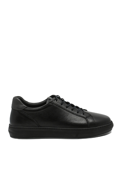 Imagine Pantofi sport bărbați, negri, cu șiret, din piele naturală GOR065