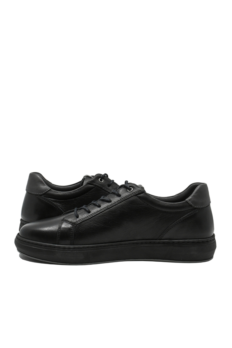 Imagine Pantofi sport bărbați, negri, cu șiret, din piele naturală GOR065
