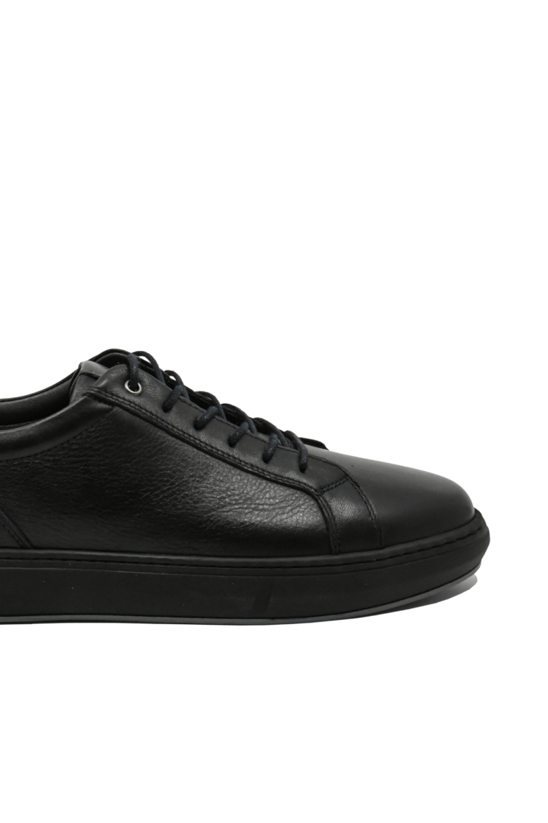 Imagine Pantofi sport bărbați, negri, cu șiret, din piele naturală GOR065