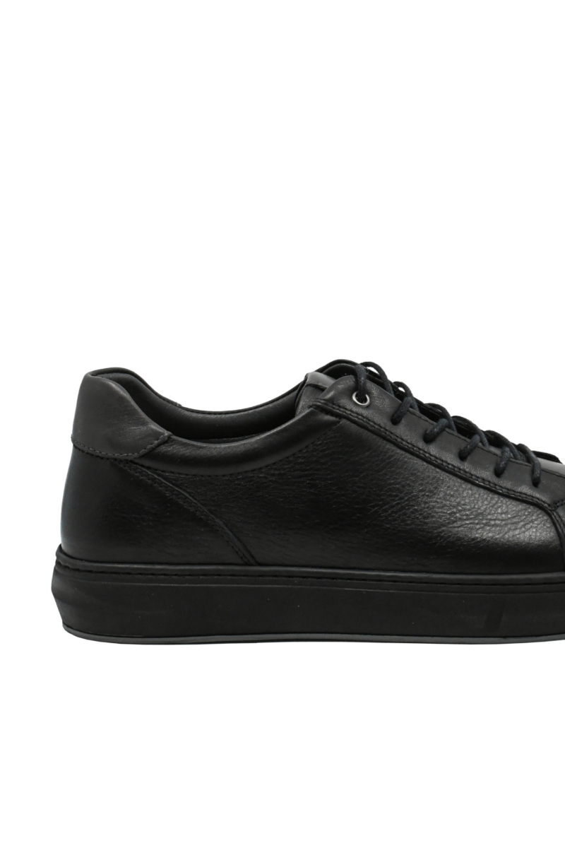 Imagine Pantofi sport bărbați, negri, cu șiret, din piele naturală GOR065