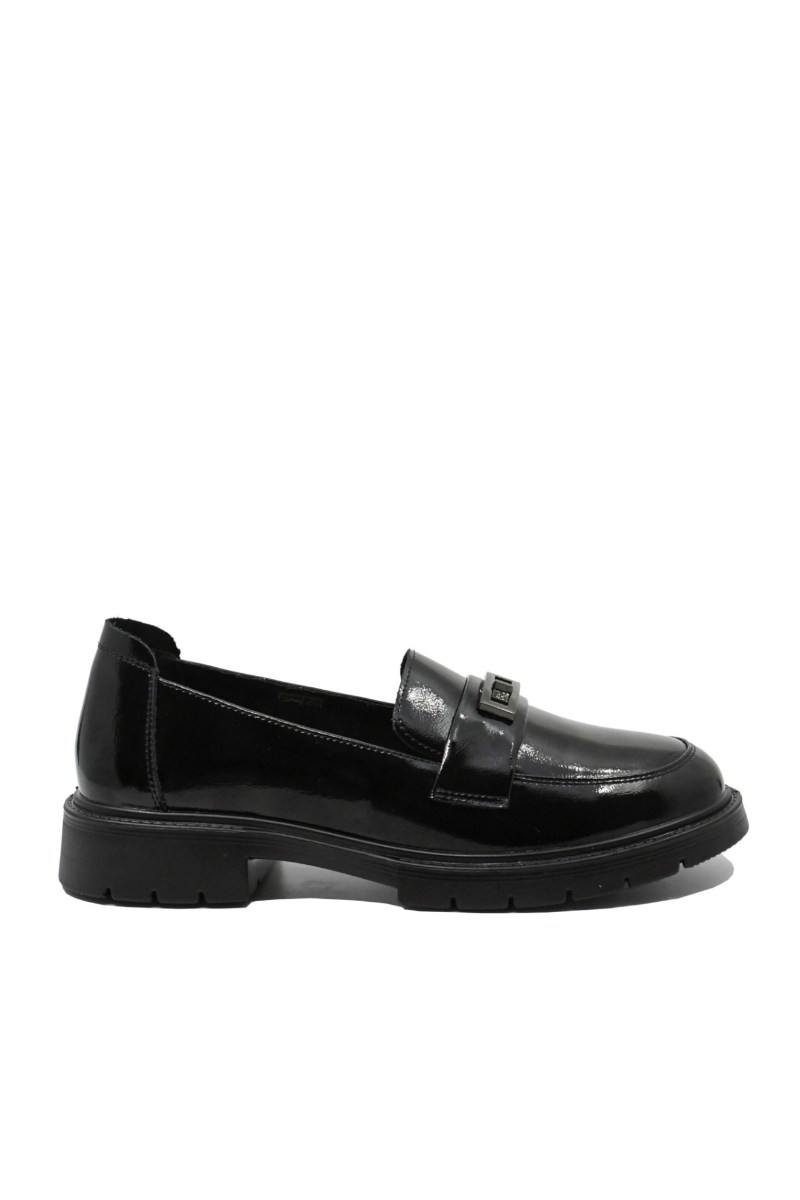 Imagine Pantofi loafer trendy negru lucios din lac FNX8301-35