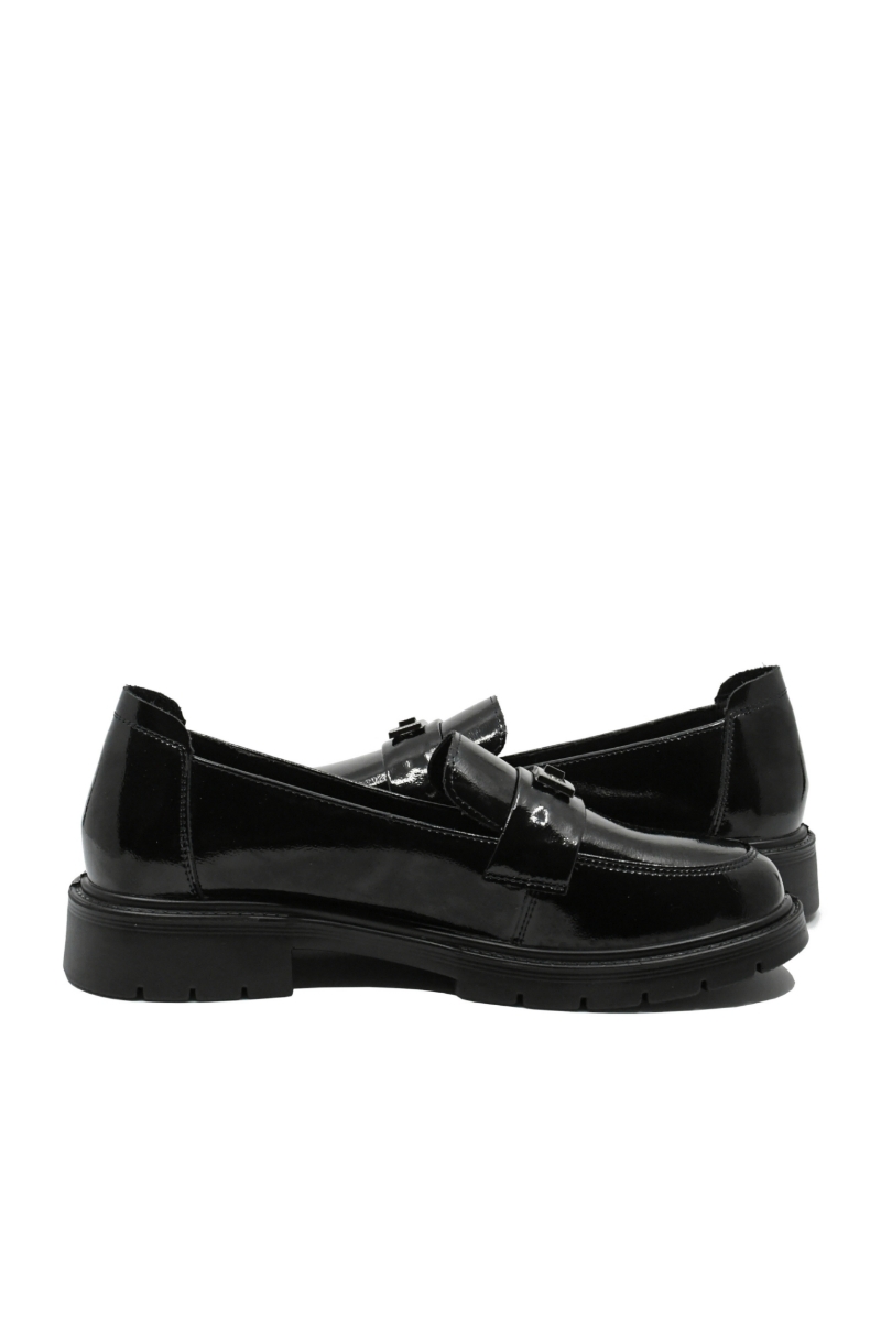 Imagine Pantofi loafer trendy negru lucios din lac FNX8301-35