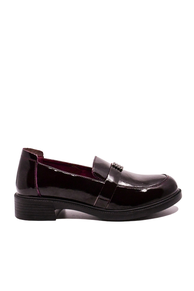 Imagine Pantofi loafer damă grena wine din lac FNX90207-70