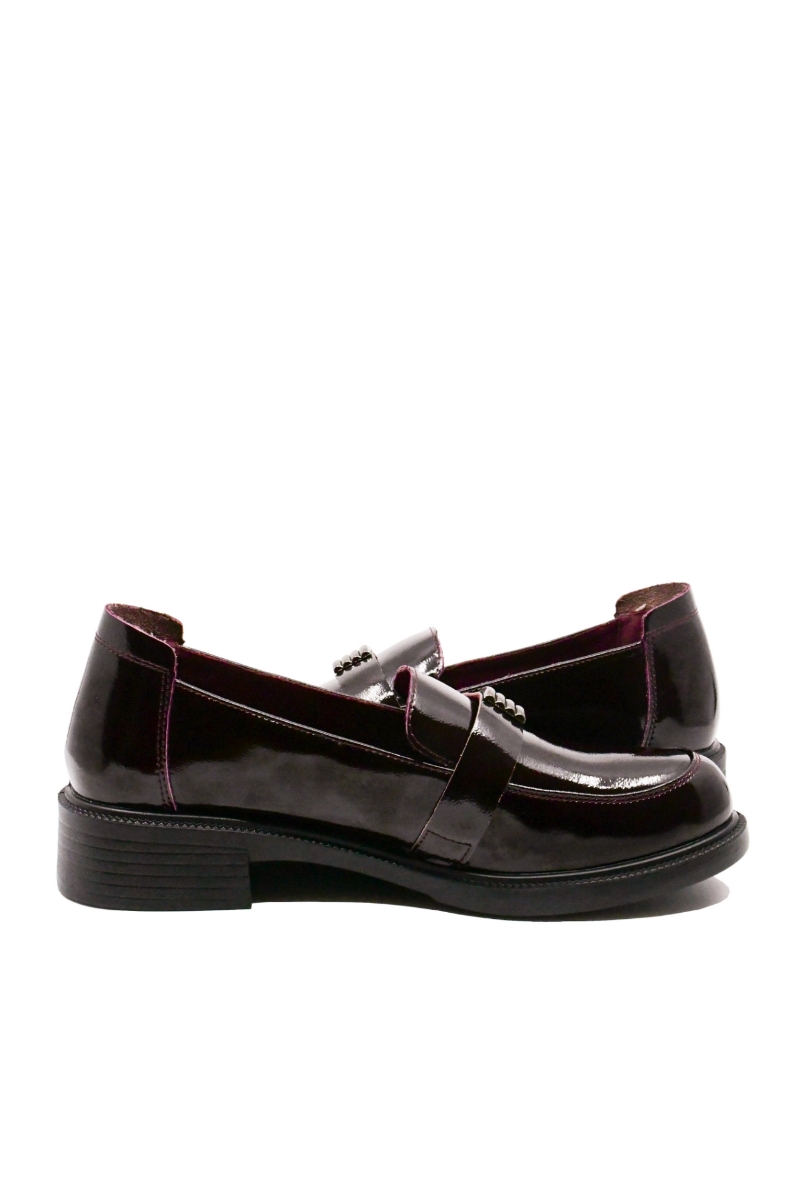 Imagine Pantofi loafer damă grena wine din lac FNX90207-70