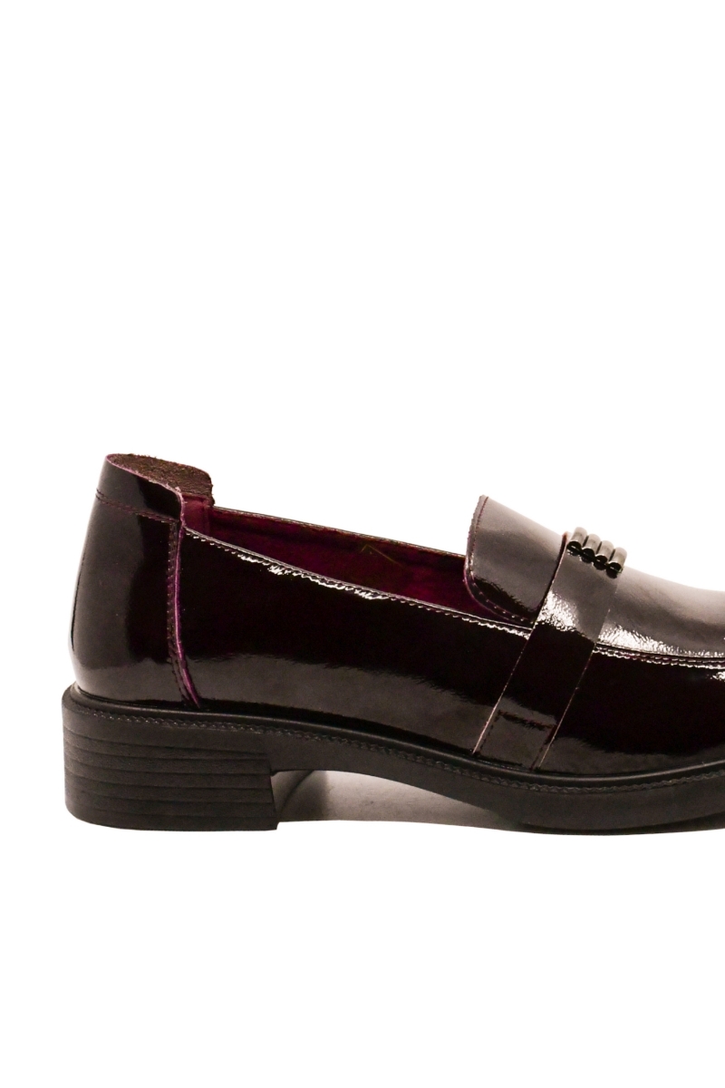 Imagine Pantofi loafer damă grena wine din lac FNX90207-70