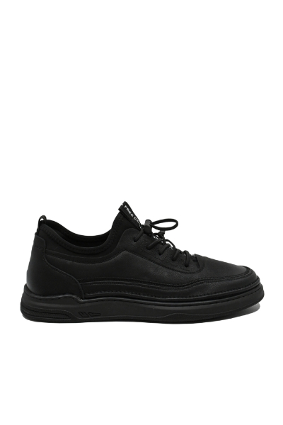 Imagine Pantofi casual-sport negri din piele naturală cu granulații fine FNX2305950