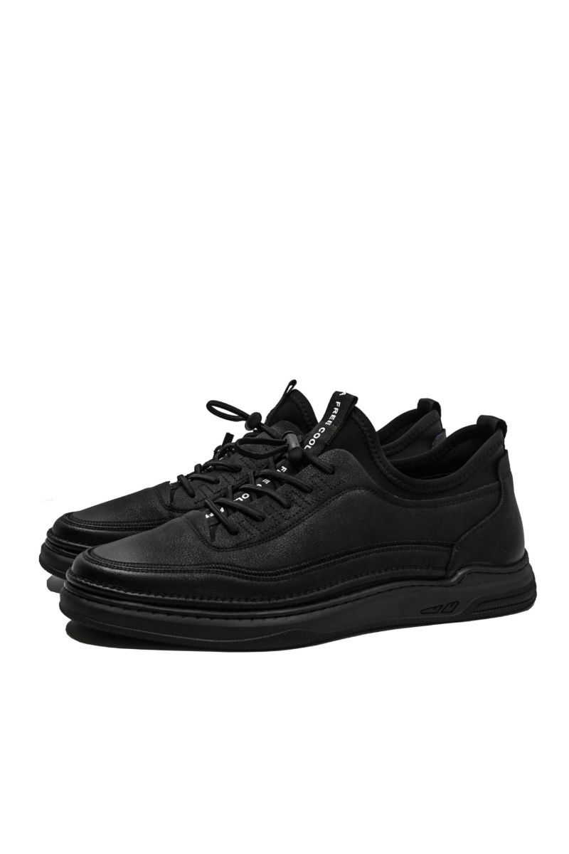 Imagine Pantofi casual-sport negri din piele naturală cu granulații fine FNX2305950