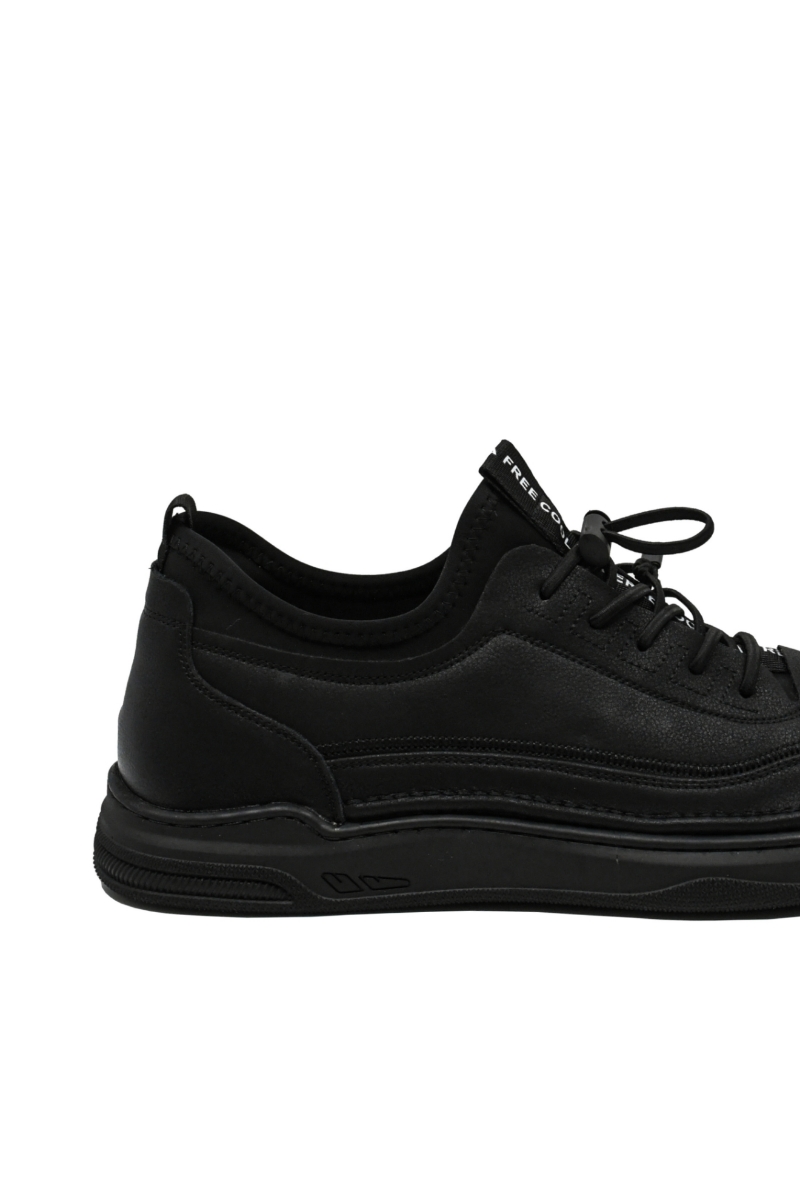 Imagine Pantofi casual-sport negri din piele naturală cu granulații fine FNX2305950