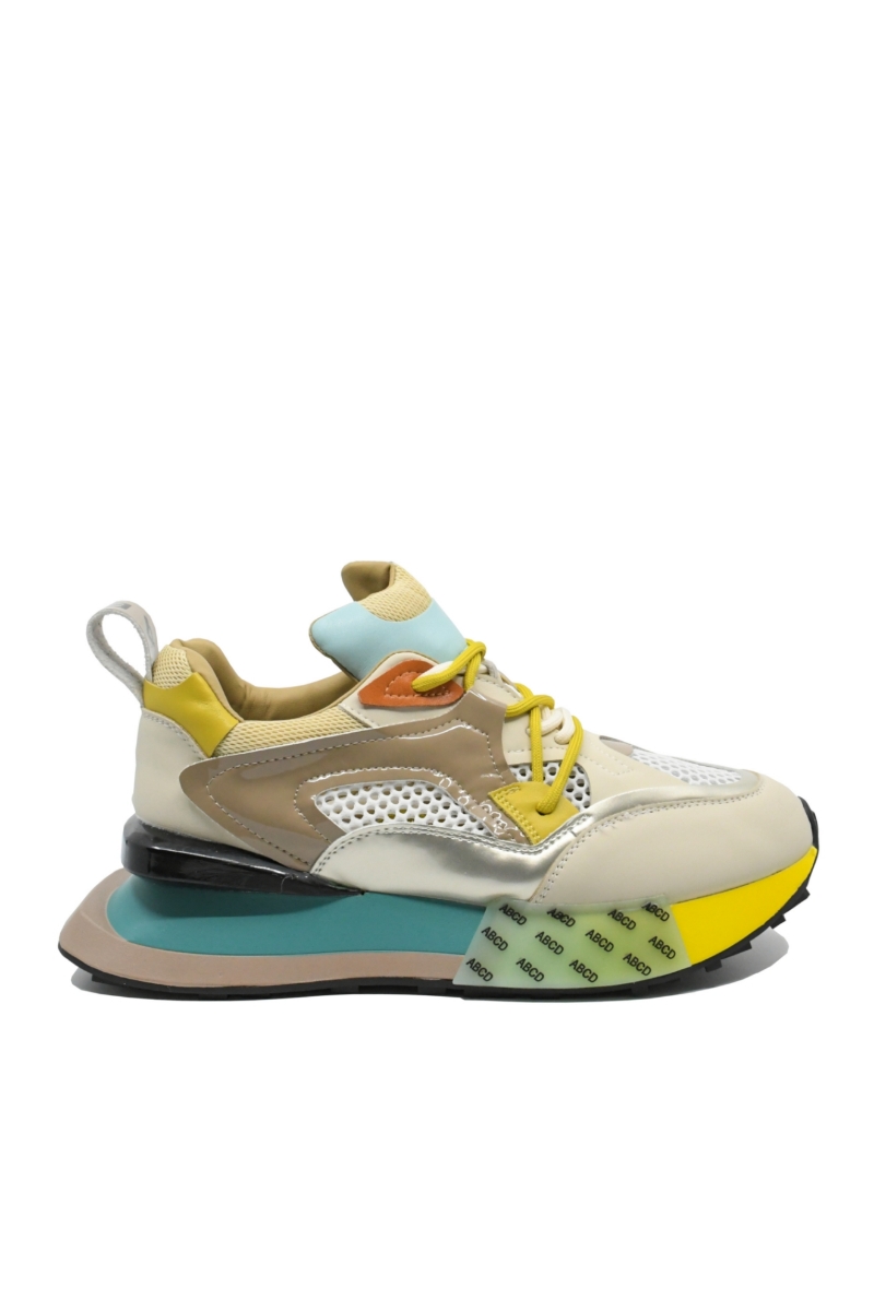 Imagine Sneakers damă ABCD, apricot, din material textil plasă și piele FLG19389