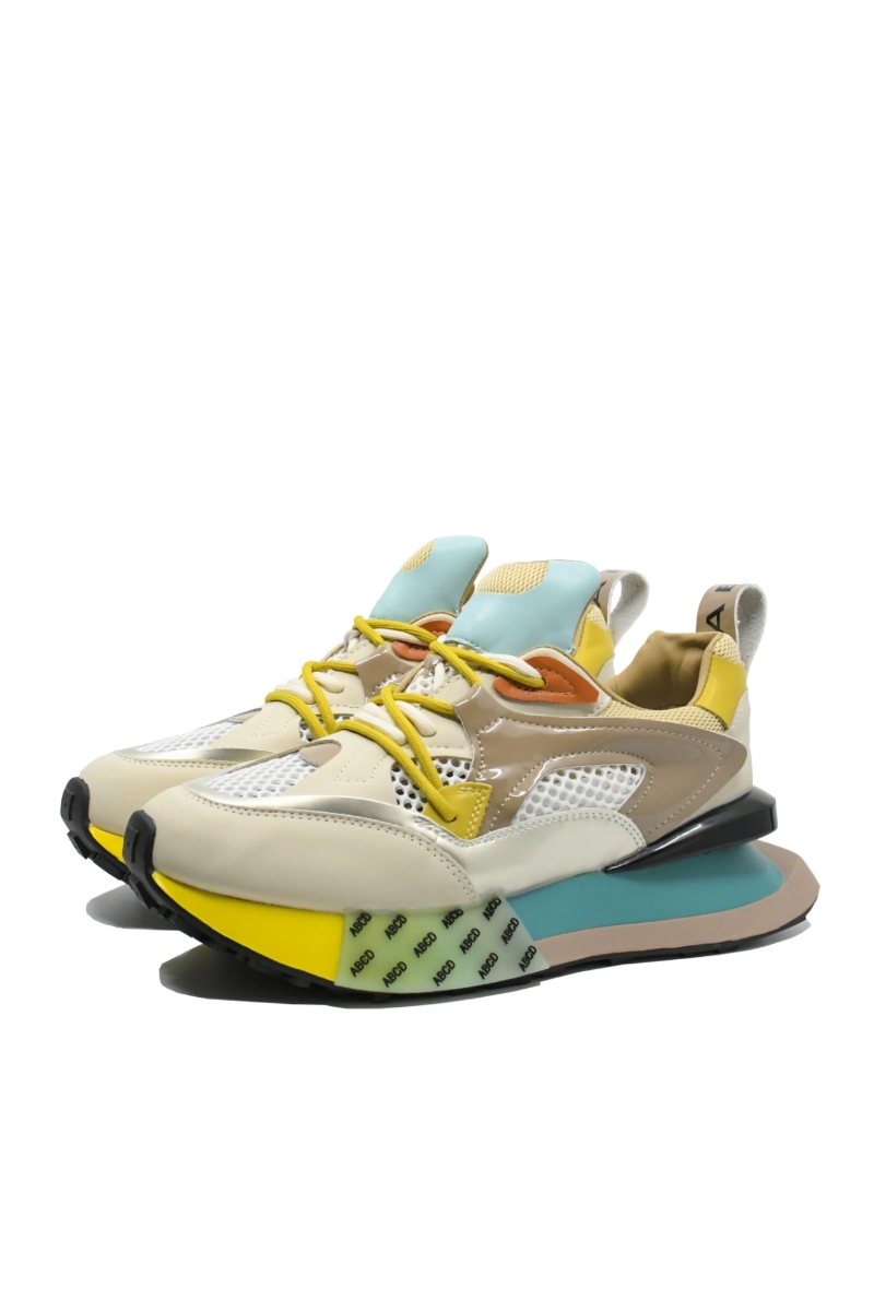 Imagine Sneakers damă ABCD, apricot, din material textil plasă și piele FLG19389