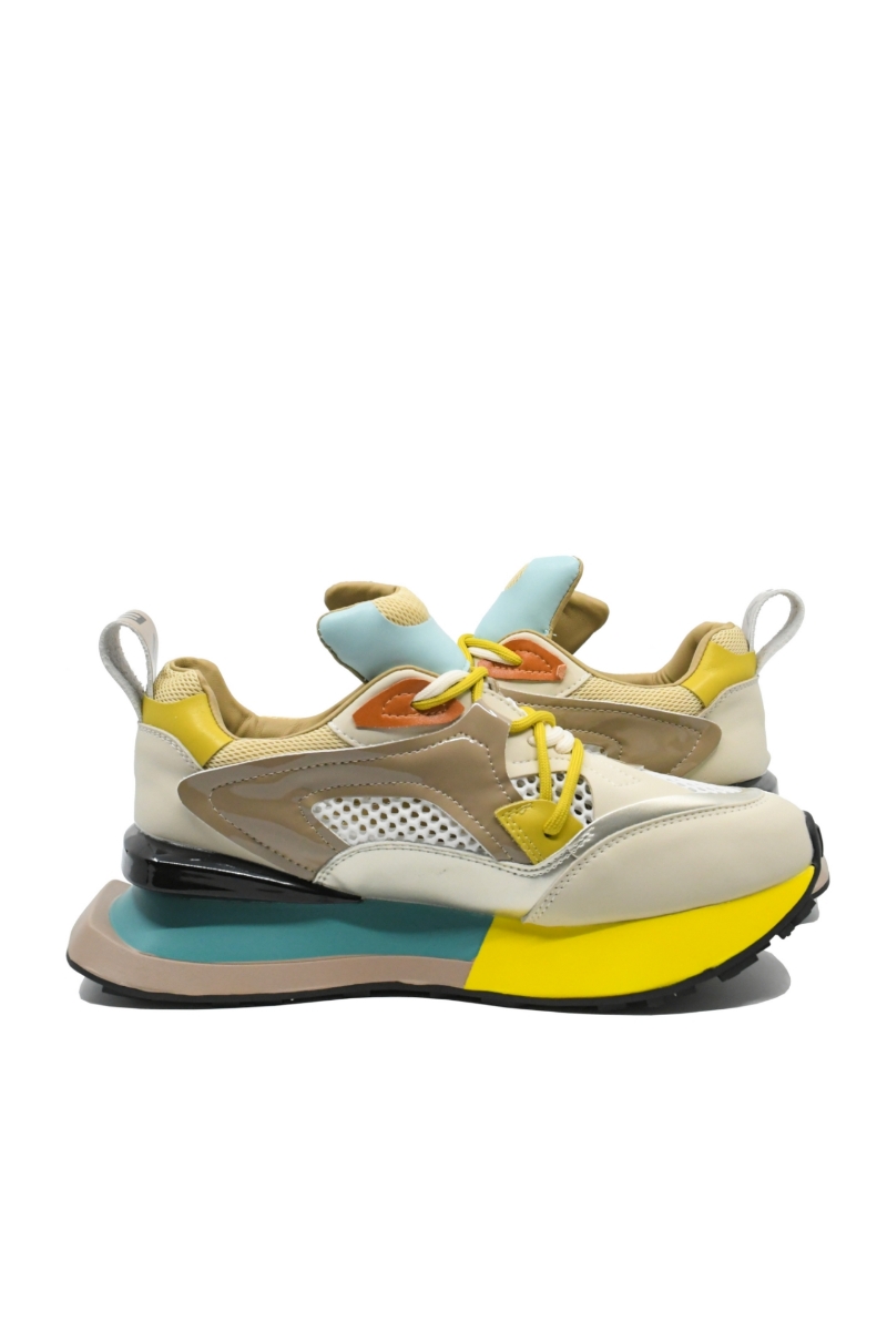 Imagine Sneakers damă ABCD, apricot, din material textil plasă și piele FLG19389