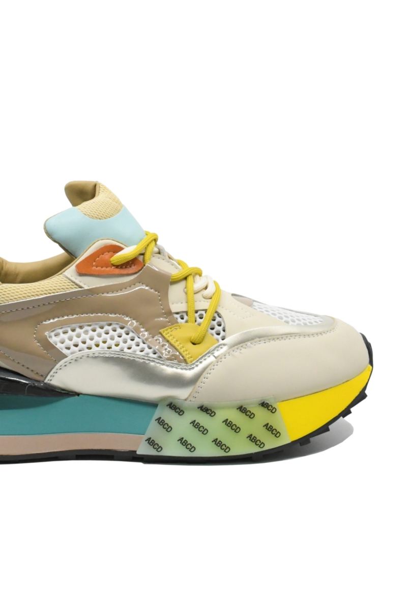 Imagine Sneakers damă ABCD, apricot, din material textil plasă și piele FLG19389