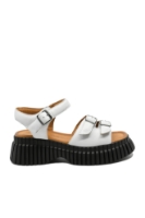 Imagine Sandale damă platformă albe, cu catarame, din piele naturală MIR10693